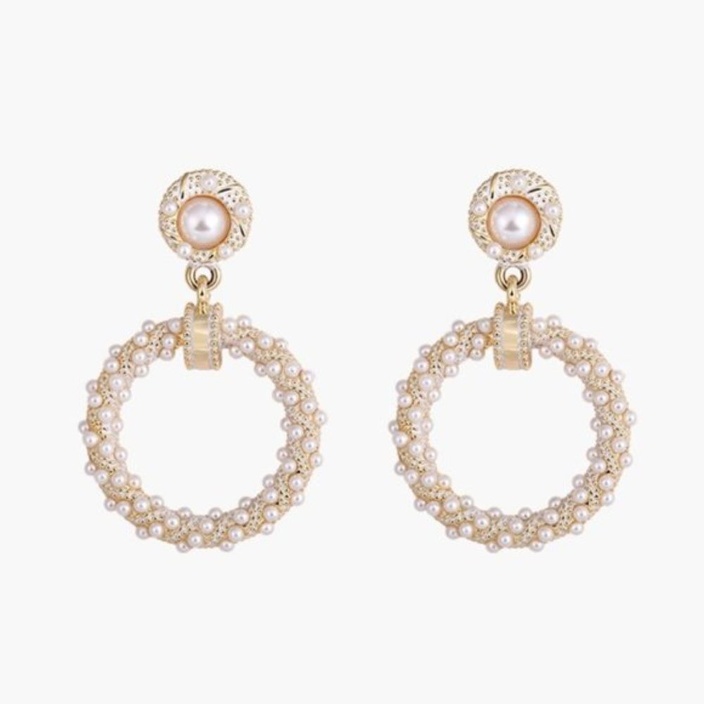 4/$25 14 Gold Plated Pearl Hoop Earrings